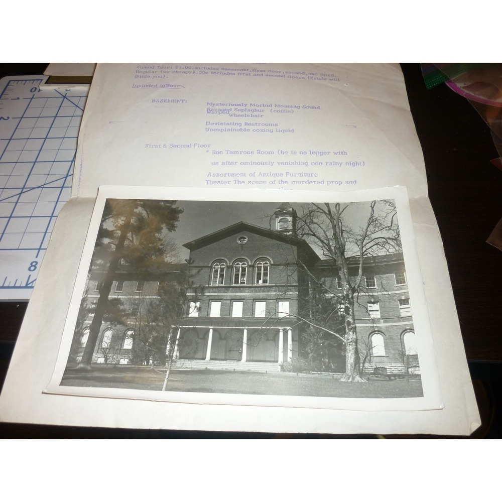 Vtg Fisher Hall Miami University Ohio Haunted Tour Guide Ephemera & Photo 1970s